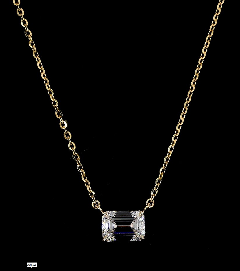 2.01 Cts 14k Yellow Gold Emerald Shape Solitaire Pendant
