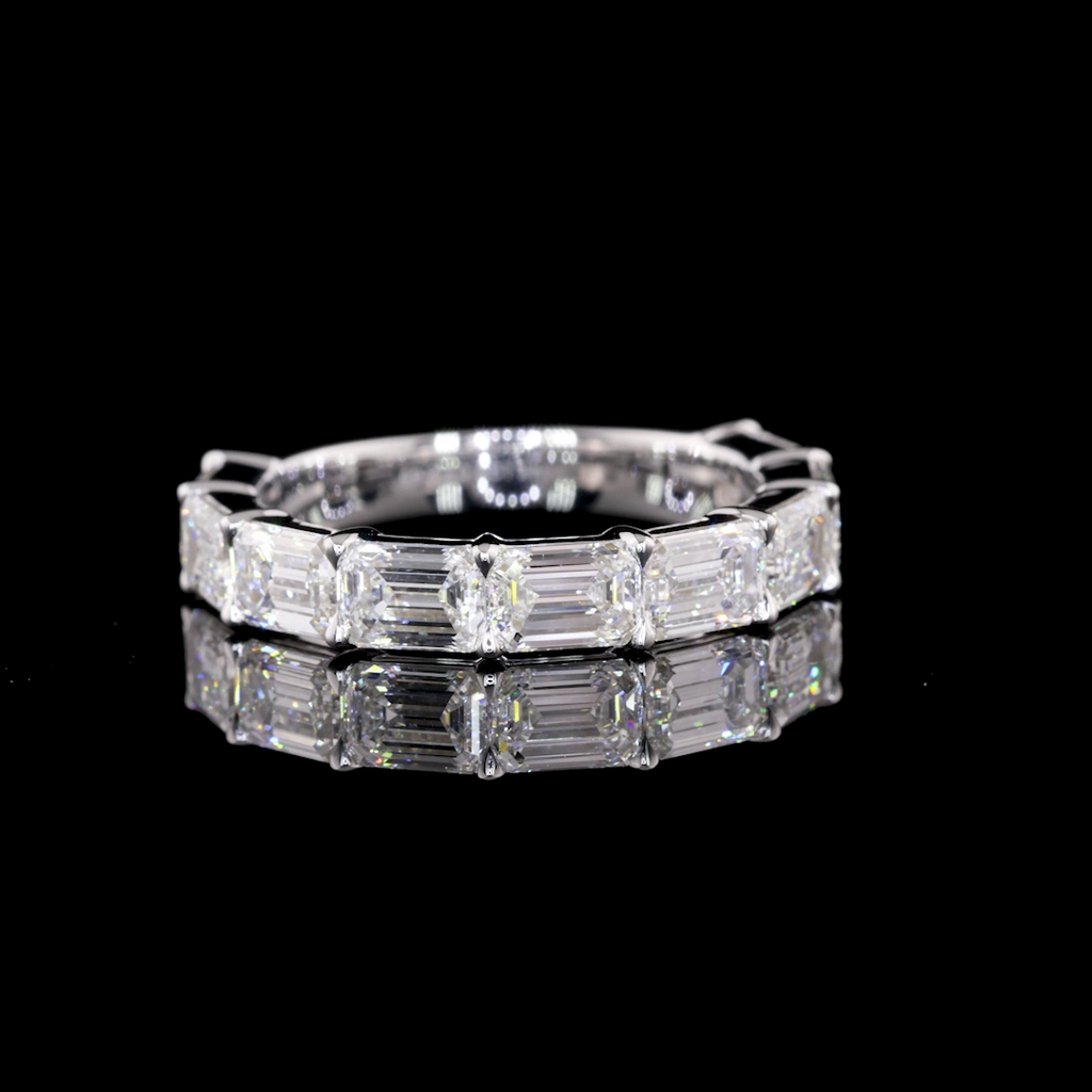 2.8 Cts 14k White Gold Emerald Shape Half Eternity Eternity Band