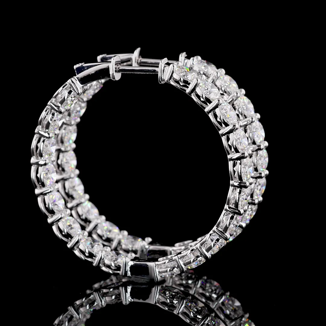 7.75 Cts 14k White Gold Round Shape Hoops Earring