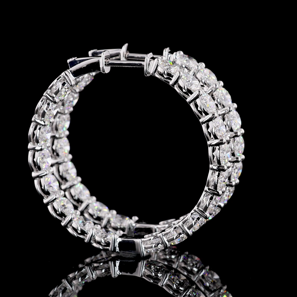 7.75 Cts 14k White Gold Round Shape Hoops Earring