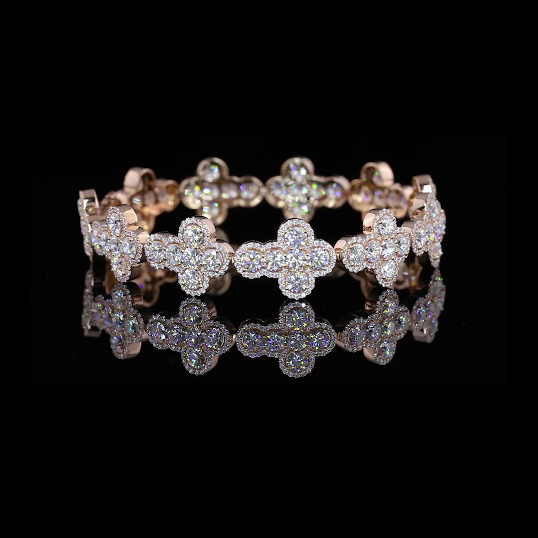 16.08 Cts 14k Rose Gold Round Shape Special Bracelet