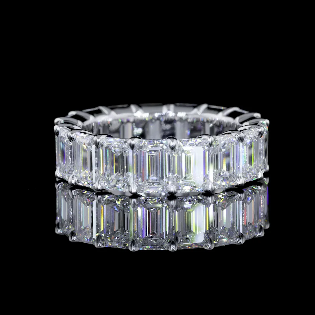 7.27 Cts 14k White Gold Emerald Shape Eternity Band Eternity Band