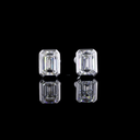 4.09 Cts 14k White Gold Emerald Shape Studs Earring