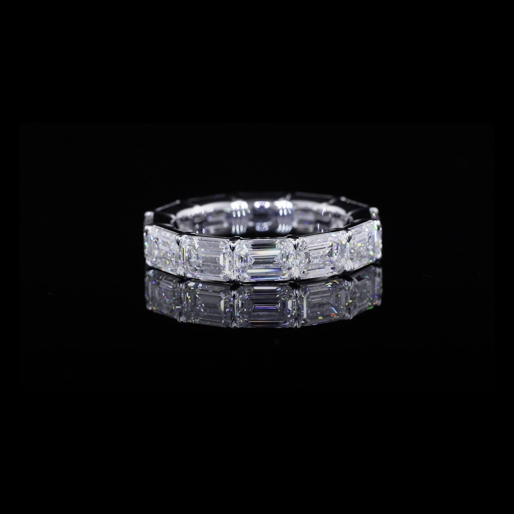 5.29 Cts 14k White Gold Emerald Shape Eternity Band Eternity Band