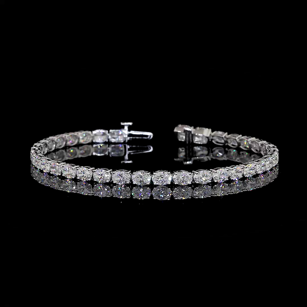 7.59 Cts 14k White Gold Oval Shape Tennis Bracelet