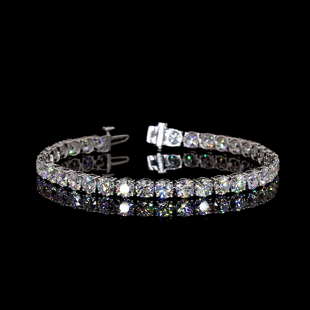 13.16 Cts 14k White Gold Round Shape Tennis Bracelet