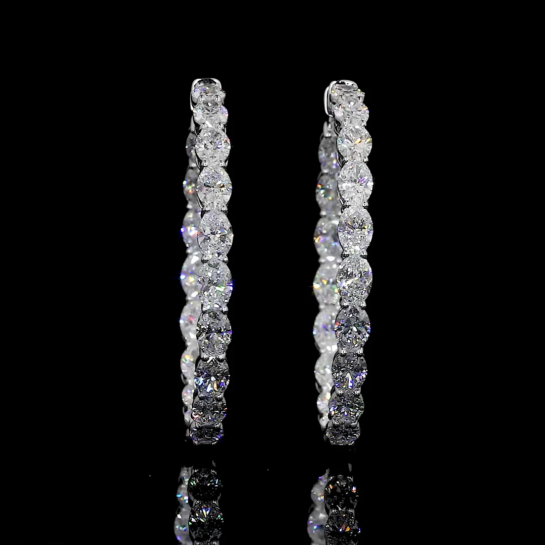 11.68 Cts 14k White Gold Oval Shape Hoops Earring