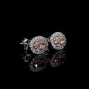 1.61 Cts 14k White Gold Oval Shape Halo Studs Earring
