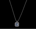 0.74 Cts 14k White Gold Emerald Shape Double Halo Pendant
