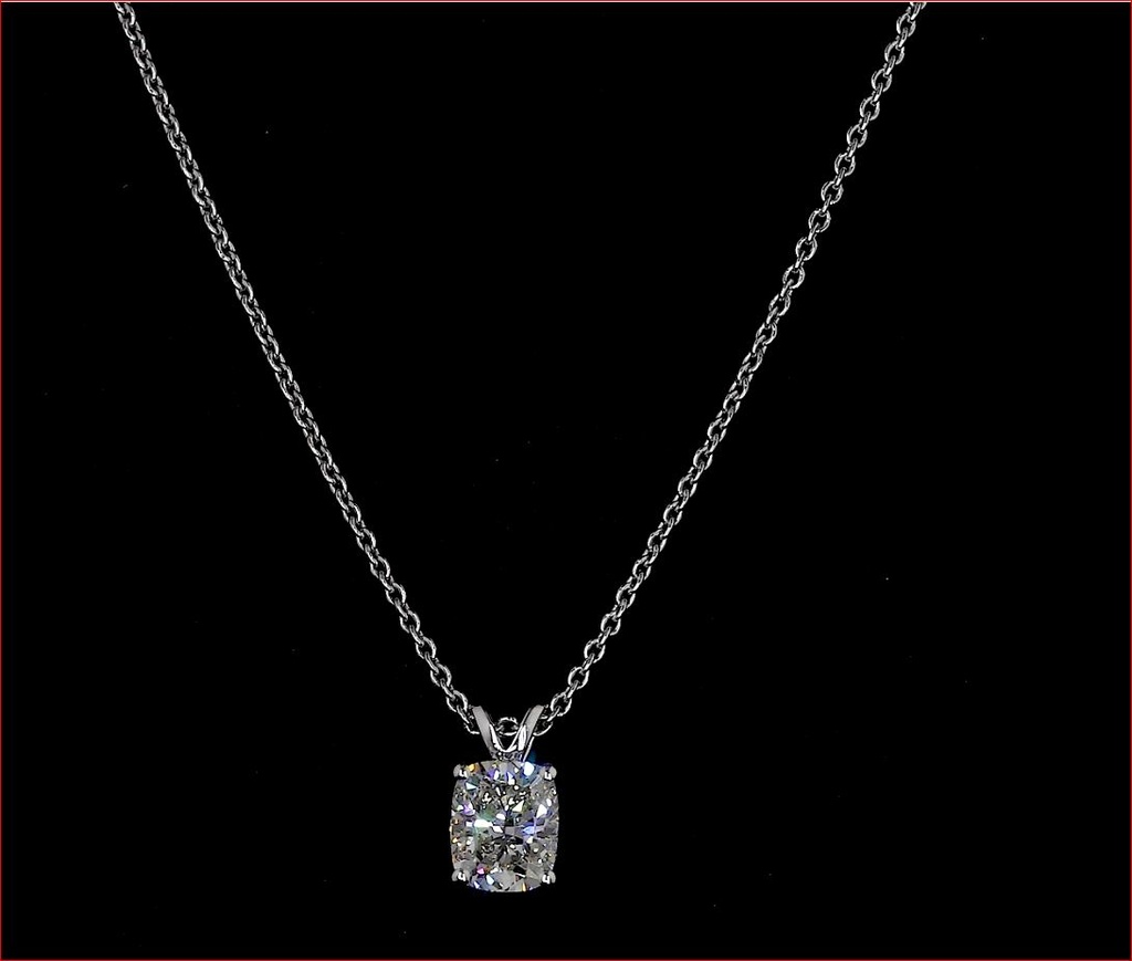 1.06 Cts 14k White Gold Cushion Modified Shape Solitaire Pendant