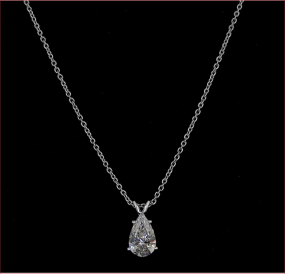 0.9 Cts 14k White Gold Pear Shape Solitaire Pendant