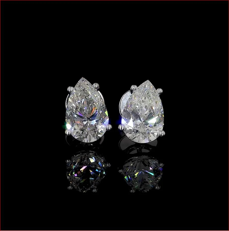 3.36 Cts 14k White Gold Pear Shape Studs Earring
