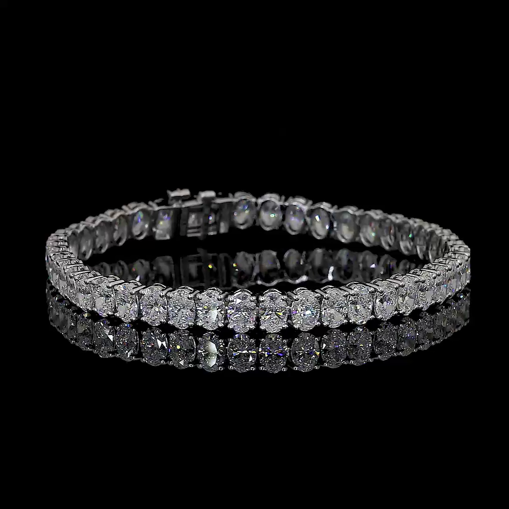 5.03 Cts 14k White Gold Oval Shape Tennis Bracelet