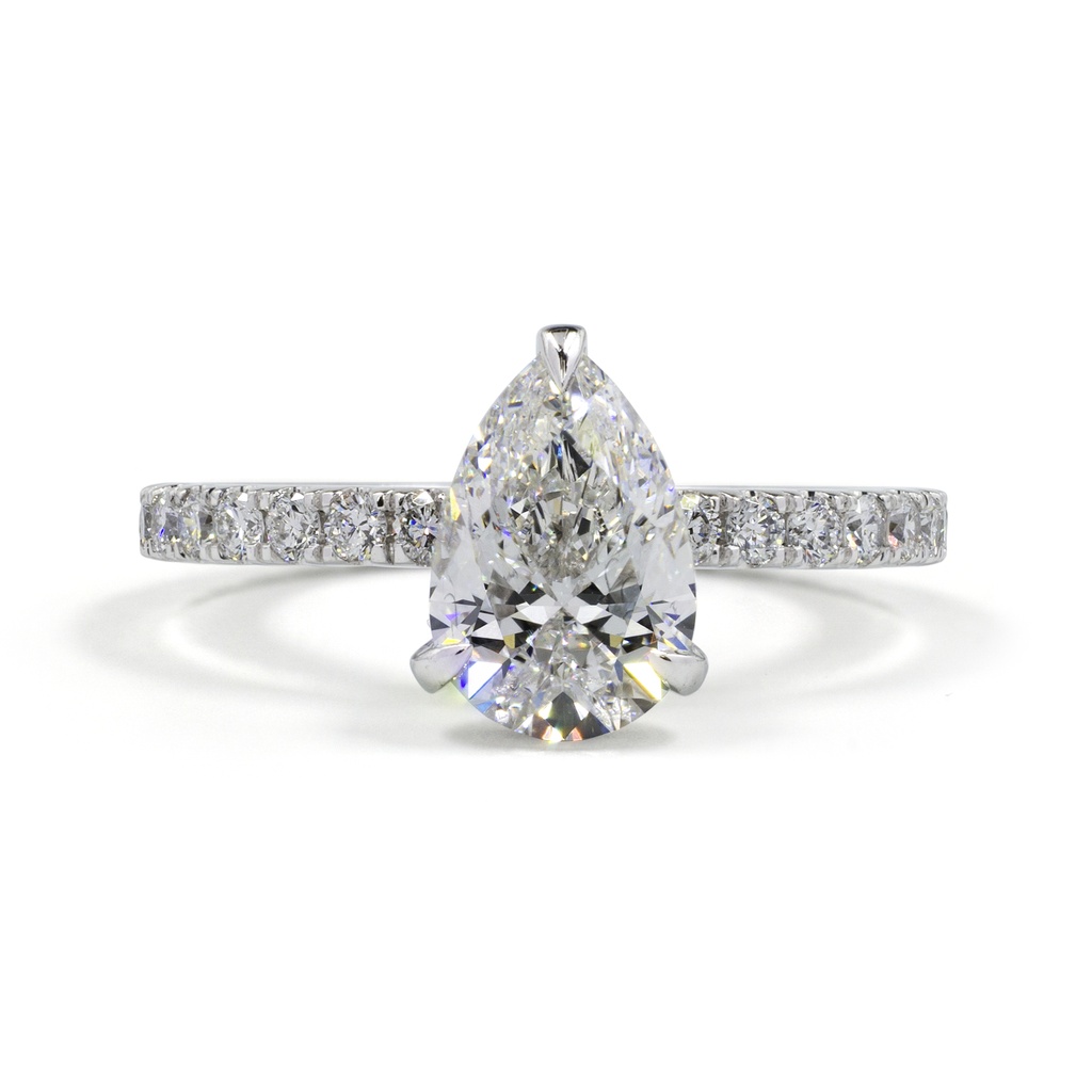 9.72 Cts 14k White Gold Pear Shape Hidden Halo Ring