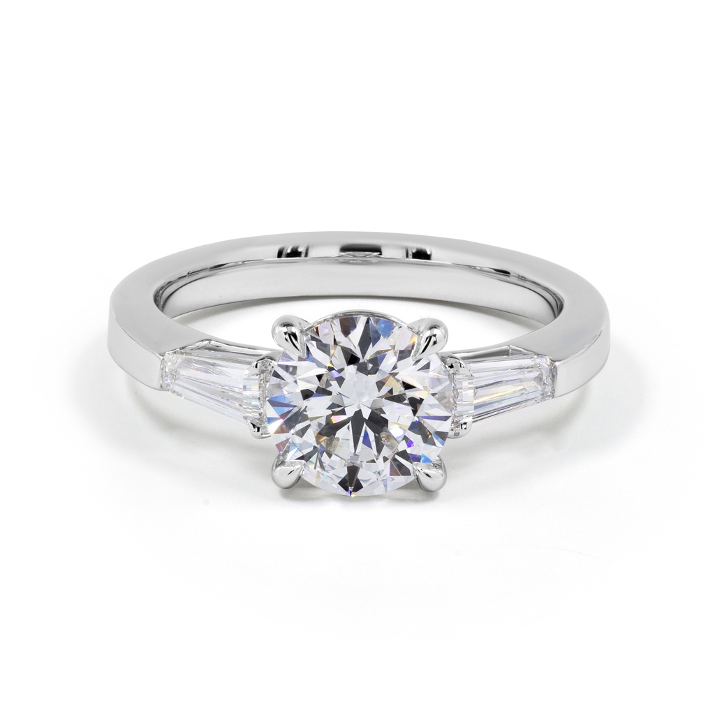 2.71 Cts 14k White Gold Round Shape 3 Stones Ring