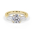 2.6 Cts 14k Yellow Gold Round Shape 3 Stones Ring