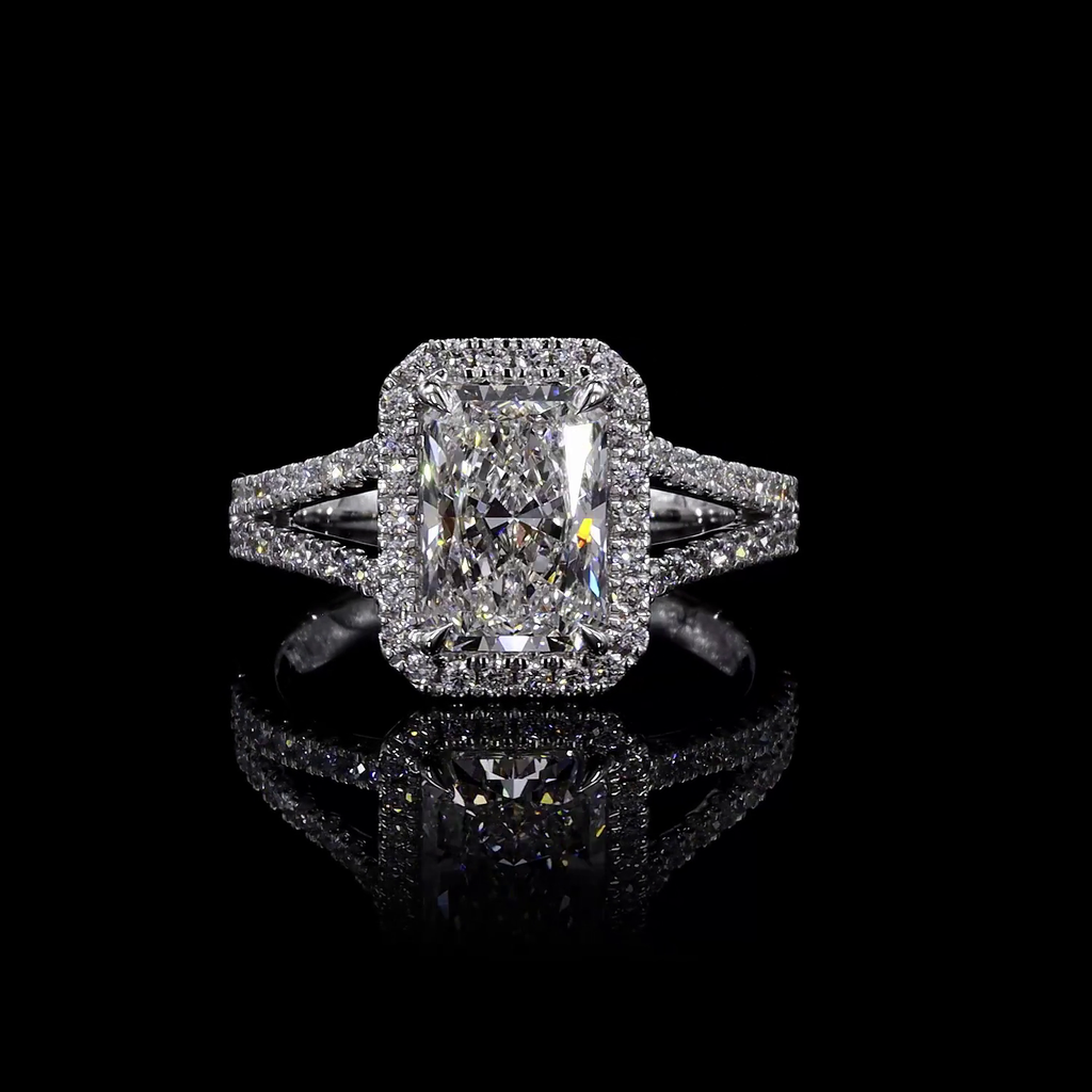 1.4 Cts 14k White Gold Radiant Shape Split Shank Ring