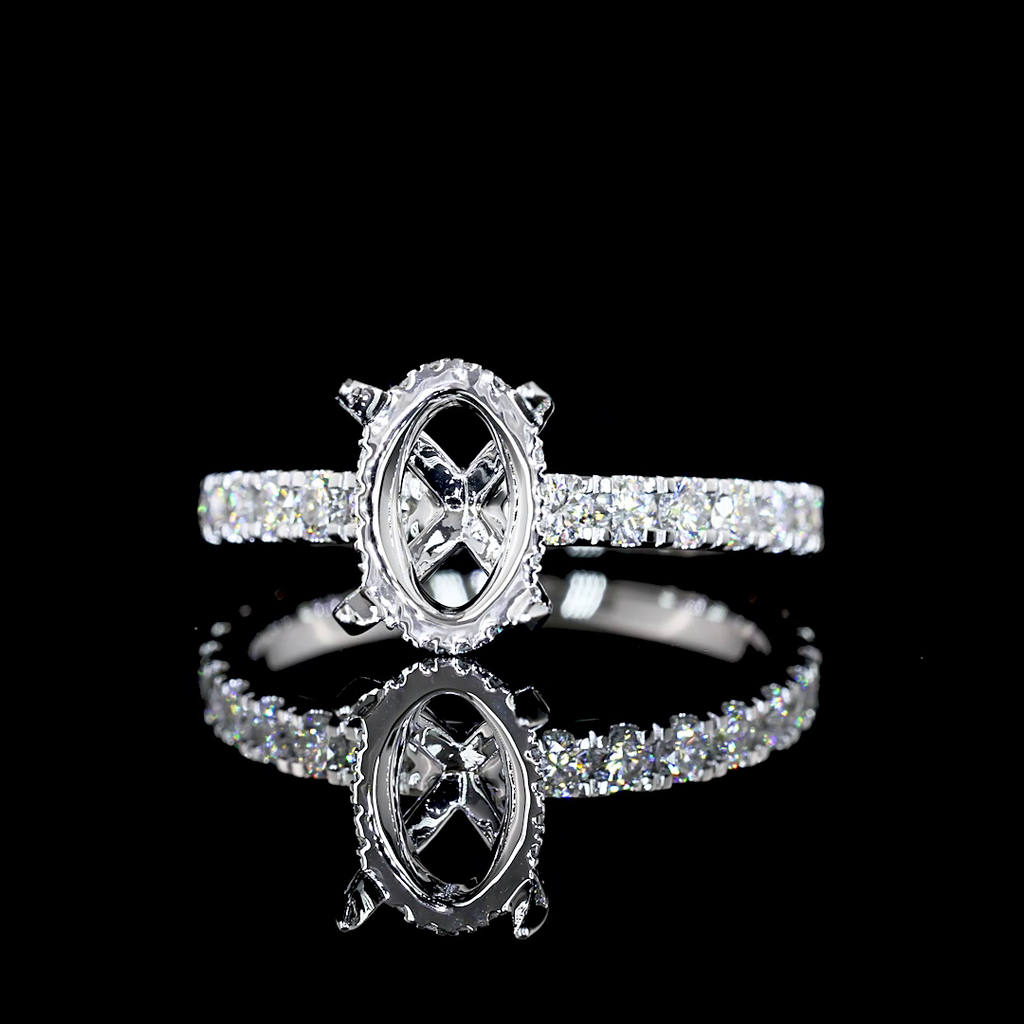 2.78 Cts 14k White Gold Oval Shape Hidden Halo Ring