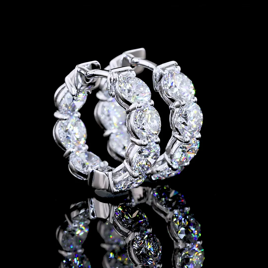 3.77 Cts 14k White Gold Round Shape Huggies Earring