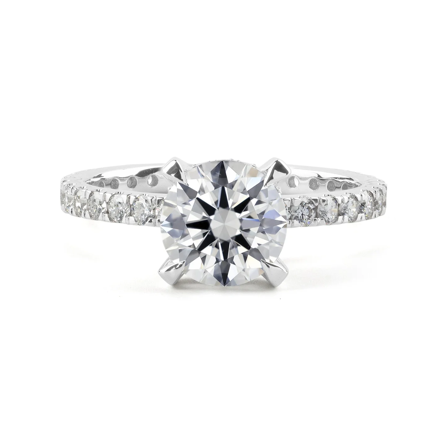 9.99 Cts 14k White Gold Round Shape Hidden Halo Ring