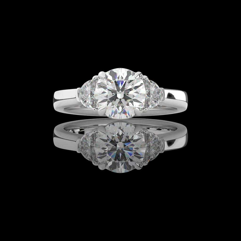 3.75 Cts Platinum Round Shape 3 Stones Ring