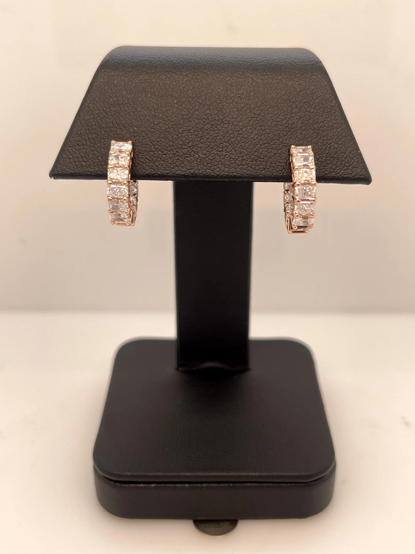 2.42 Cts 14k Rose Gold Radiant Shape Huggies Earring