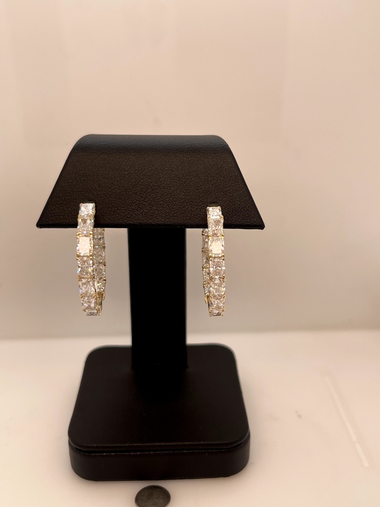 5.54 Cts 14k Yellow Gold Radiant Shape Hoops Earring