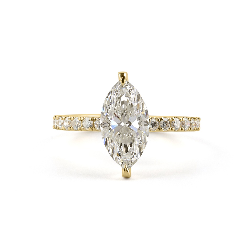 3.98 Cts 14k Yellow Gold Marquise Shape Hidden Halo Ring