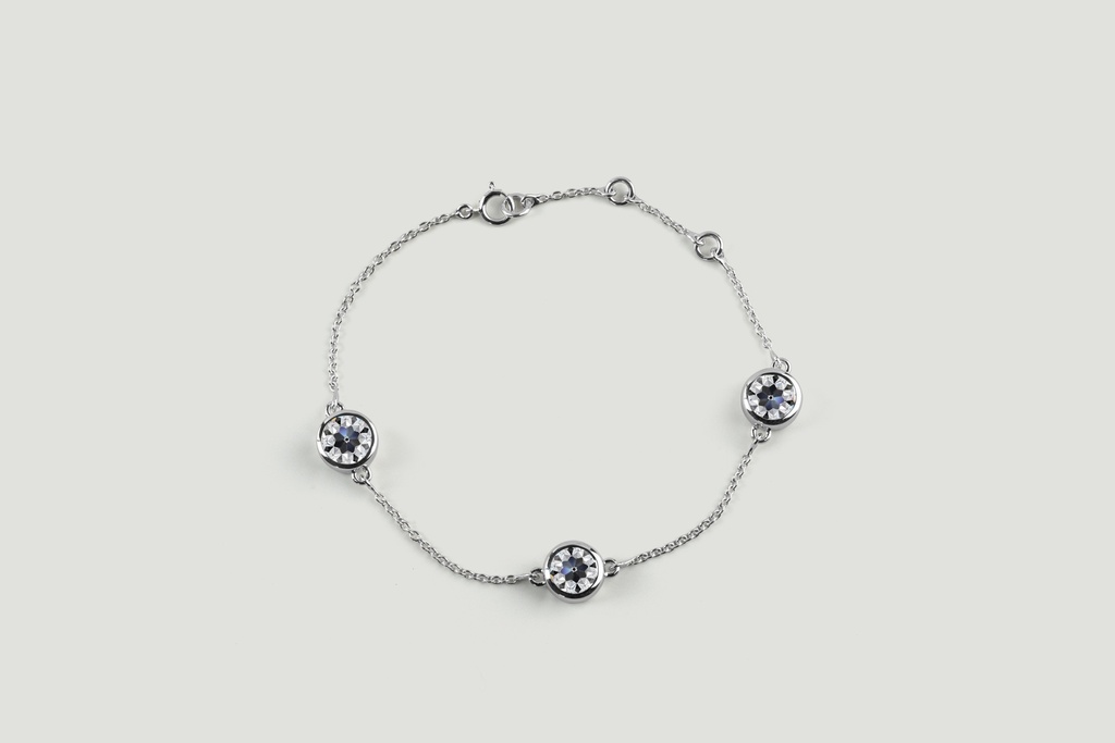 3.18 Cts 14k White Gold Old European Brilliant Shape Station Bracelet