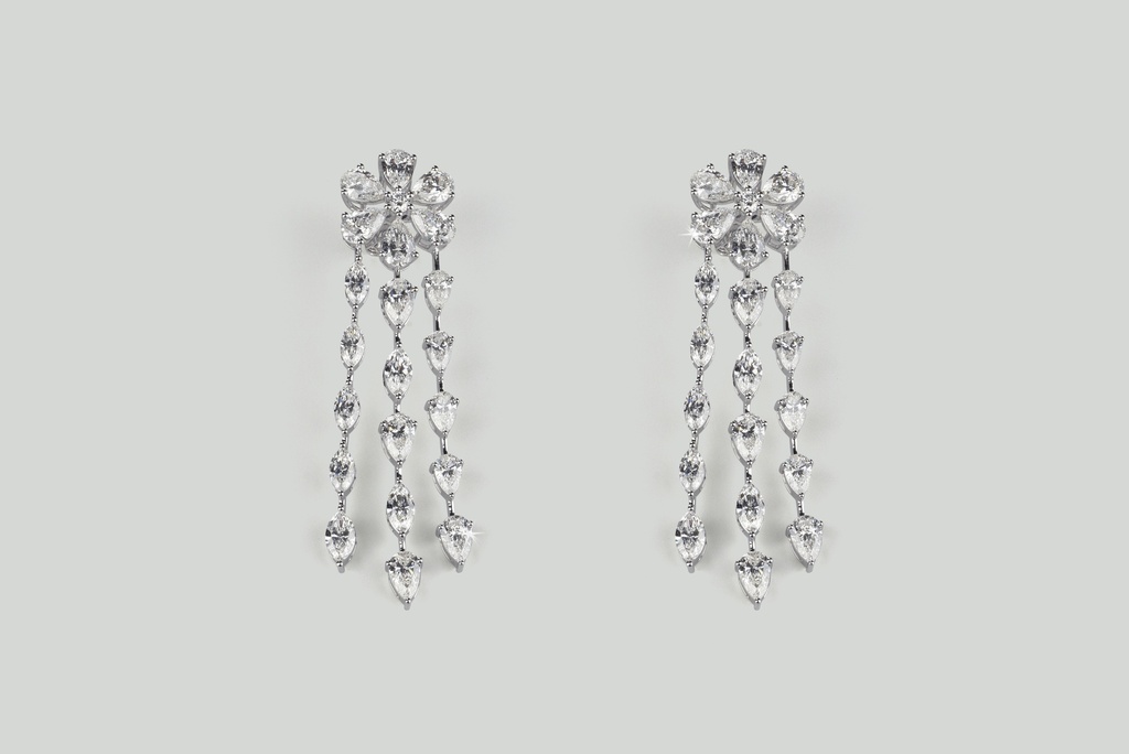 14.47 Cts 14k White Gold Mix Shape Special Earring