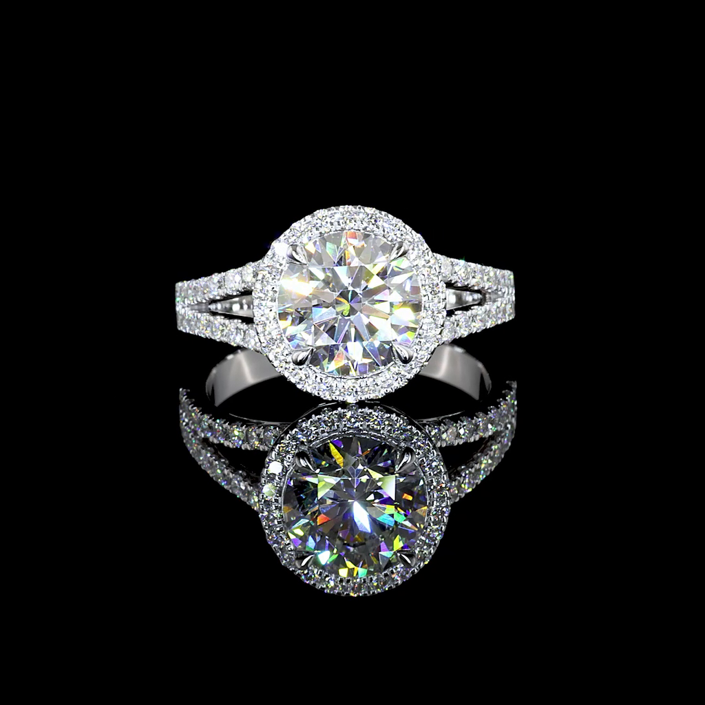 5.87 Cts 14k White Gold Round Shape Split Shank Ring