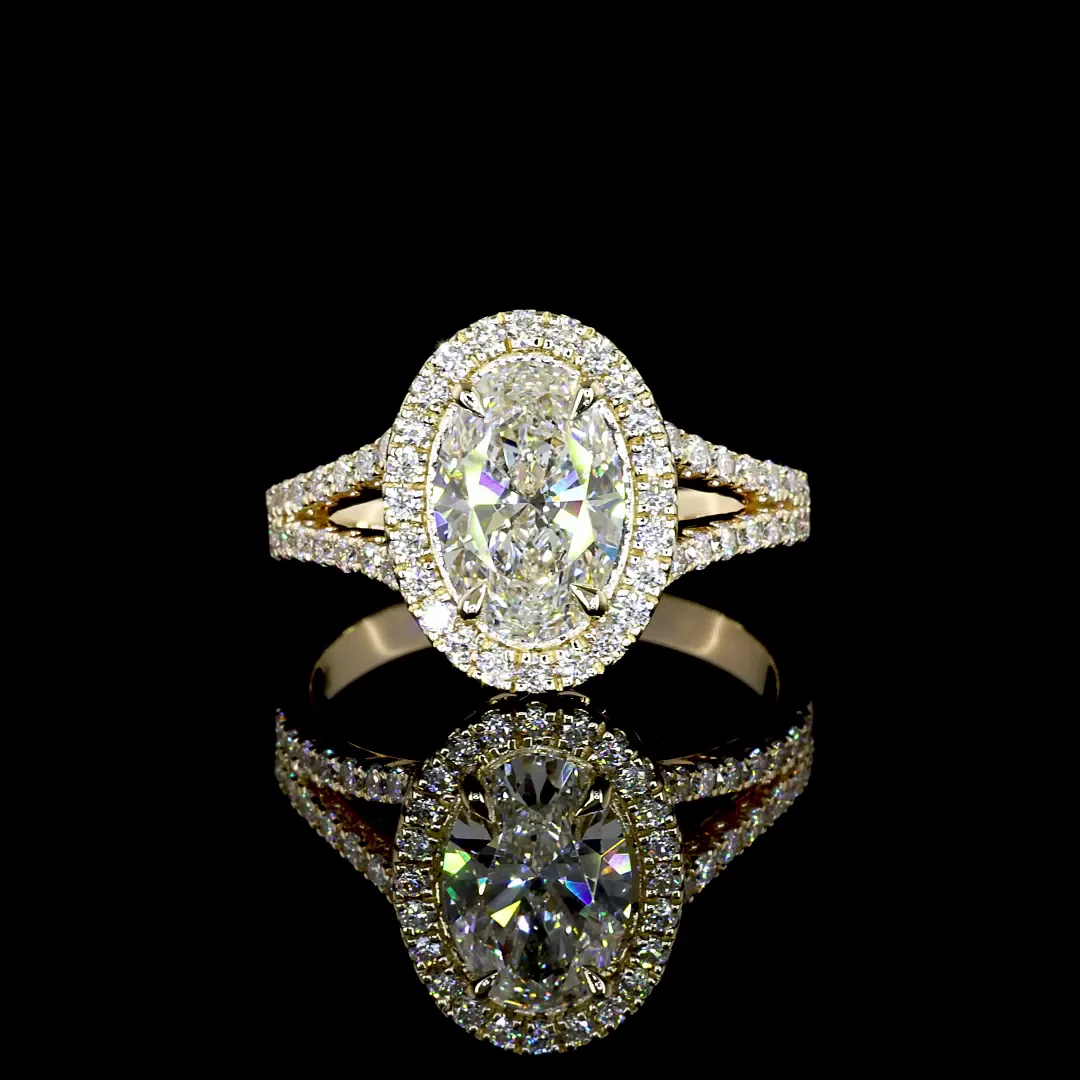 1.44 Cts 14k Yellow Gold Oval Shape Split Shank Ring