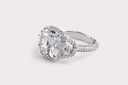 5.61 Cts 14k White Gold Antique Cushion Shape 3 Stones Halo Ring