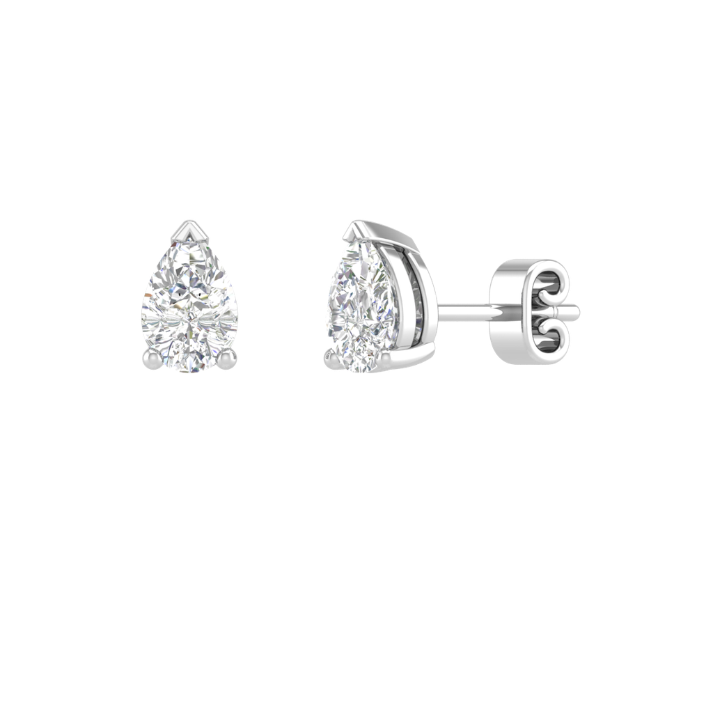 0.59 Cts 14k White Gold Pear Shape Studs Earring