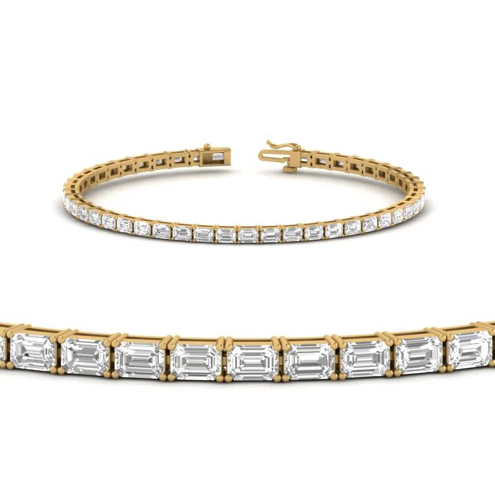 4.93 Cts 14k Yellow Gold Emerald Shape Tennis Bracelet