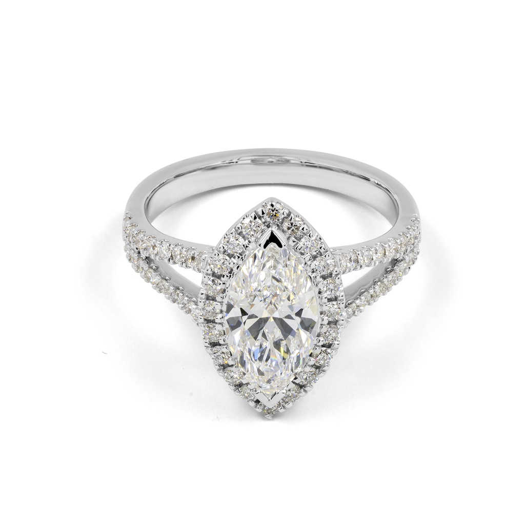 1.99 Cts 14k White Gold Marquise Shape Split Shank Ring