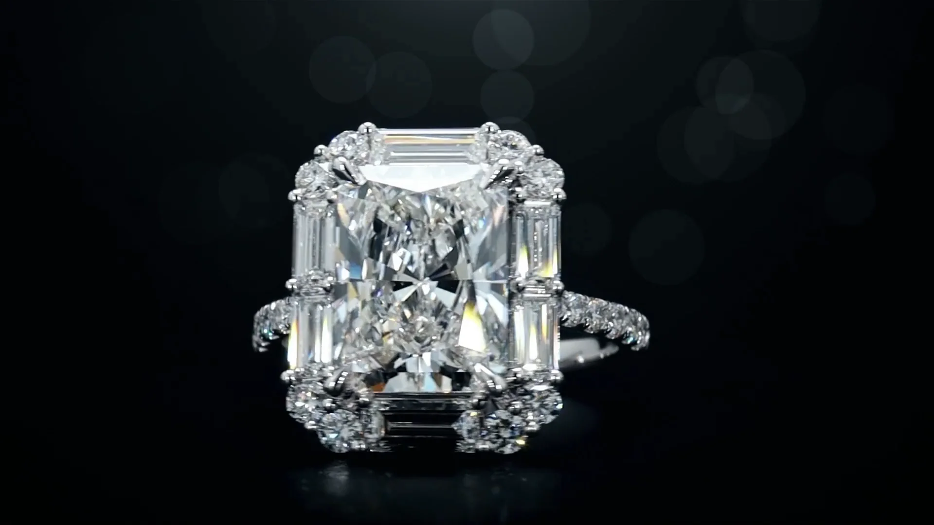 5.57 Cts 14k White Gold Radiant Shape Special Ring