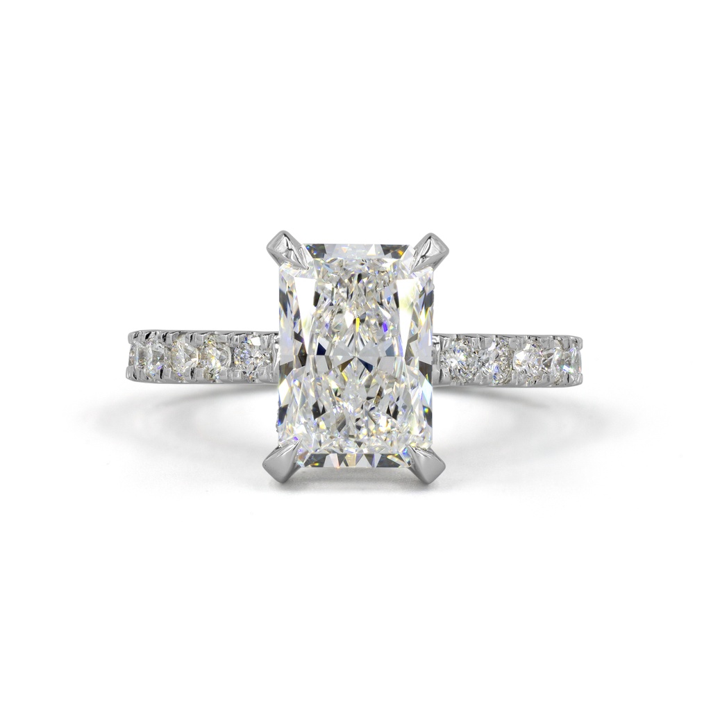 2.6 Cts 14k White Gold Radiant Shape Hidden Halo Ring