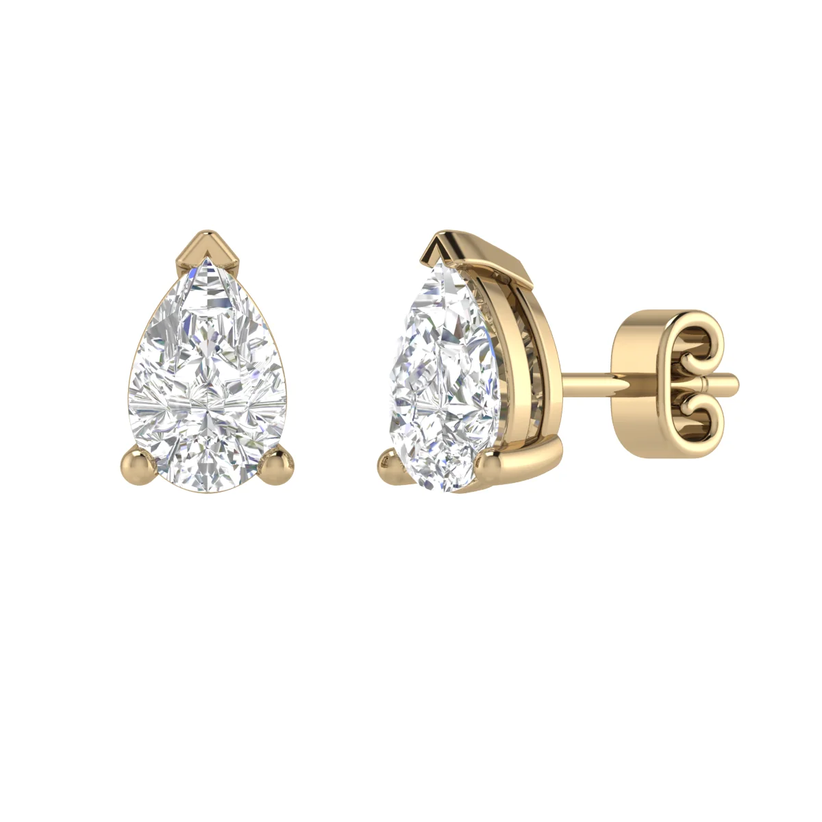 1.07 Cts 18k Yellow Gold Pear Shape Studs Earring