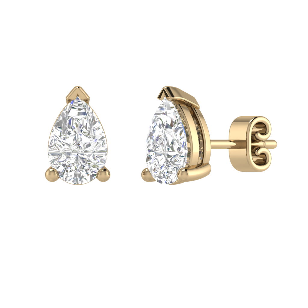 1.07 Cts 18k Yellow Gold Pear Shape Studs Earring