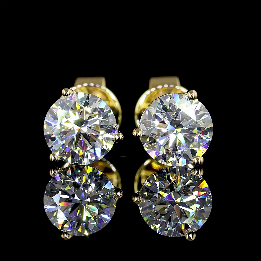 0.48 Cts 18k Yellow Gold Round Shape Martini Earring
