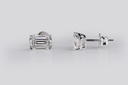 1 Cts 18k White Gold Emerald Shape Studs Earring