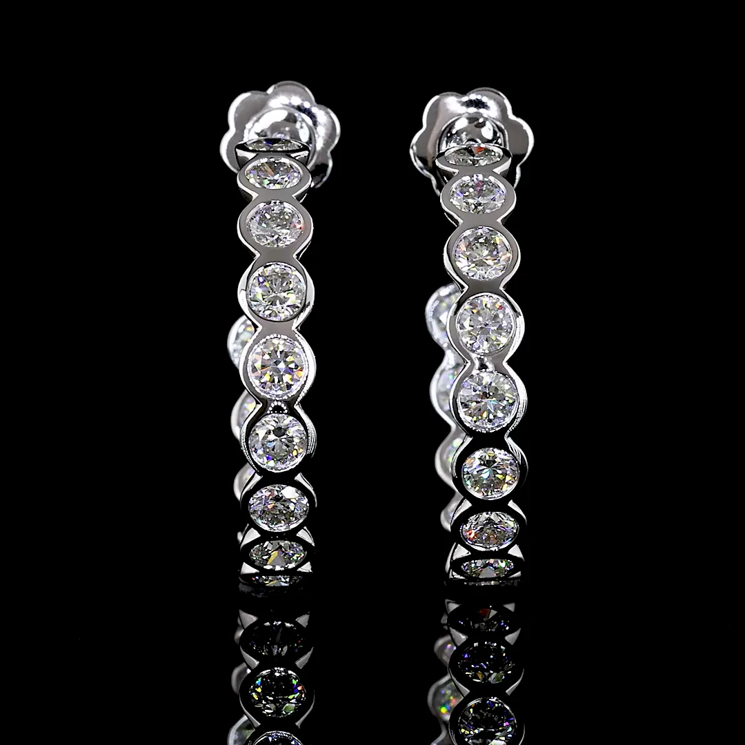 4.36 Cts 14k White Gold Round Shape C Hoops Earring