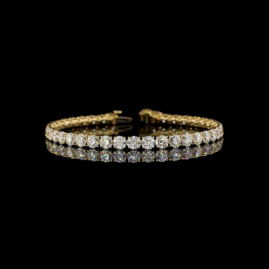 12.35 Cts 14k Yellow Gold Round Shape Tennis Bracelet