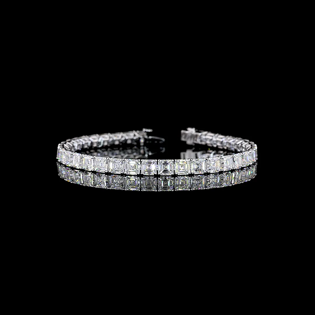 19.21 Cts 14k White Gold Asscher Shape Tennis Bracelet