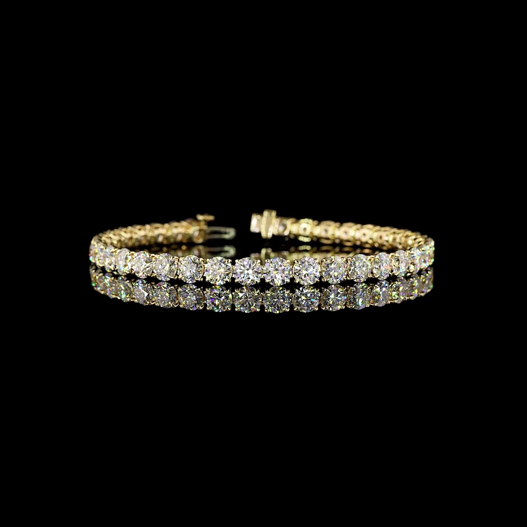 14.83 Cts 14k Yellow Gold Round Shape Tennis Bracelet