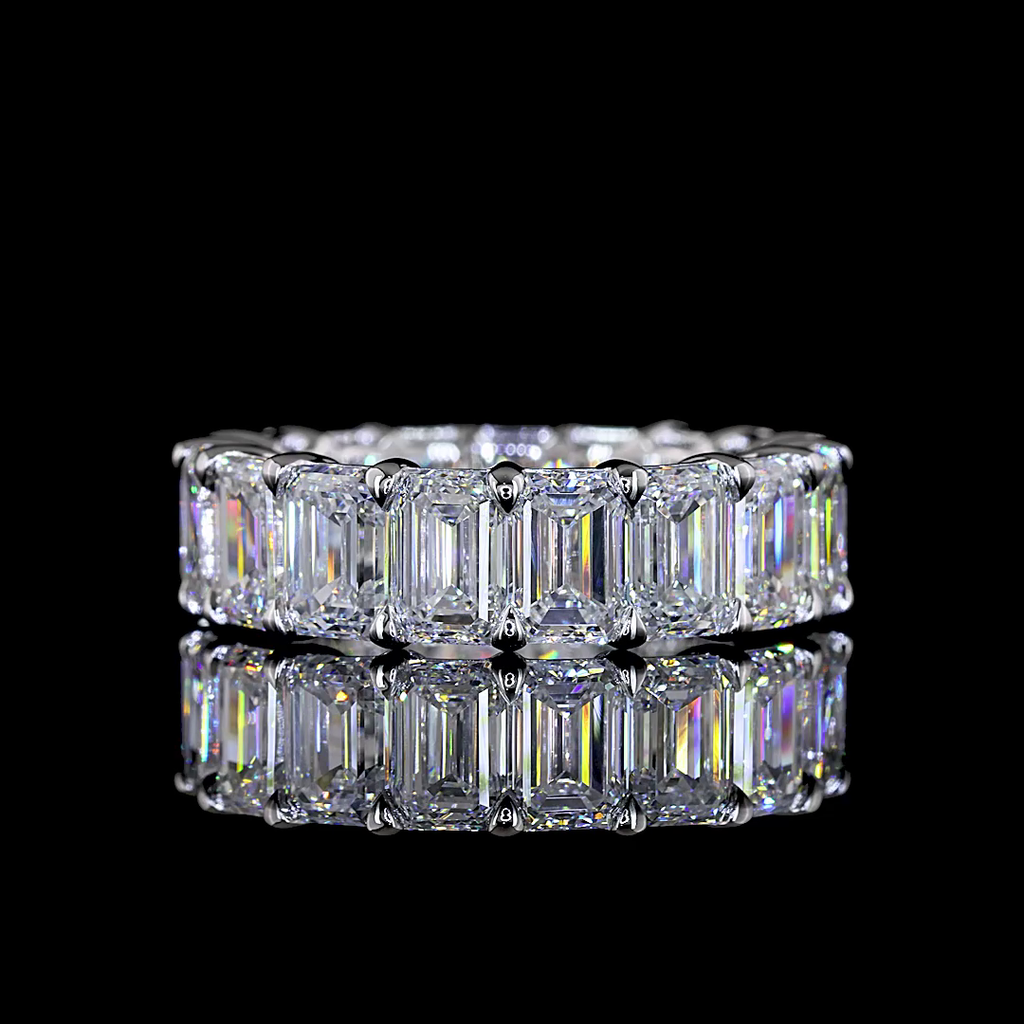 9.07 Cts 14k White Gold Emerald Shape Eternity Band Eternity Band