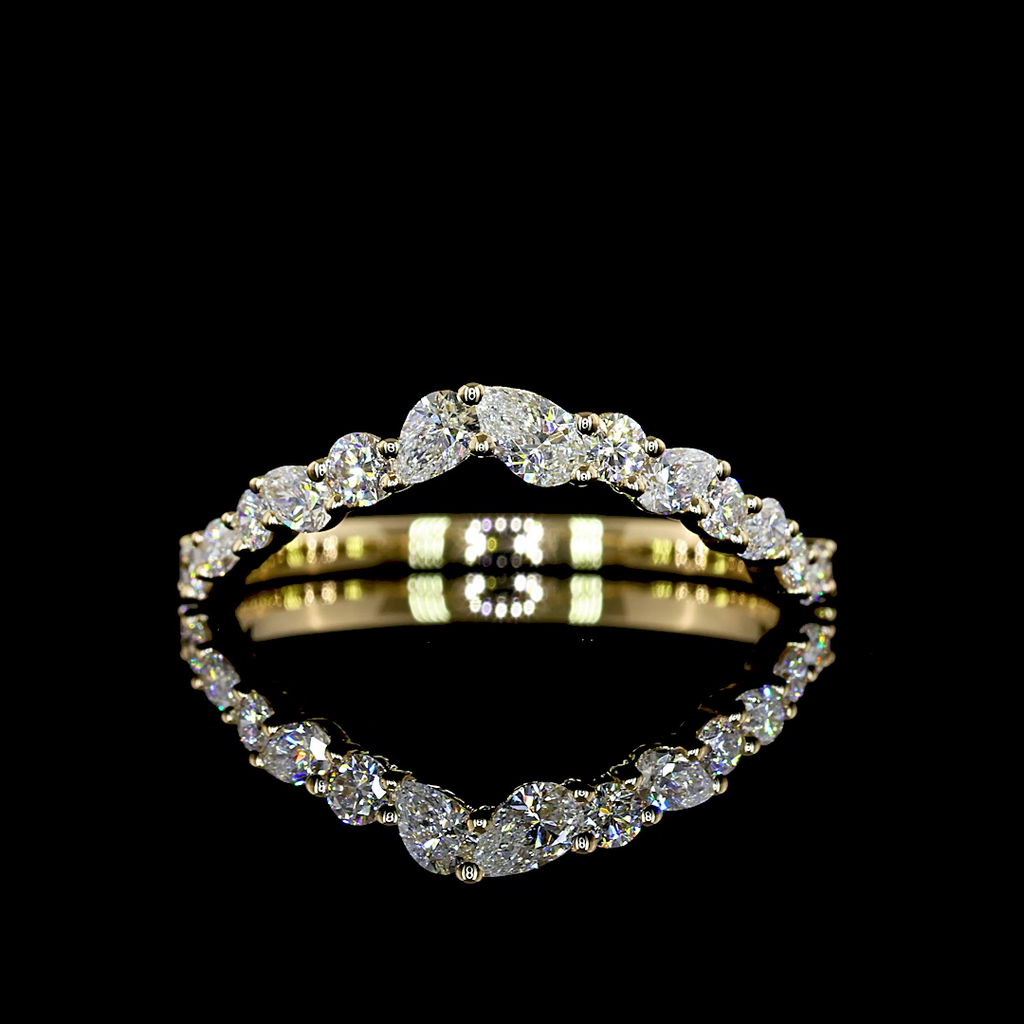0.45 Cts 14k Yellow Gold Mix Shape Half Eternity Eternity Band
