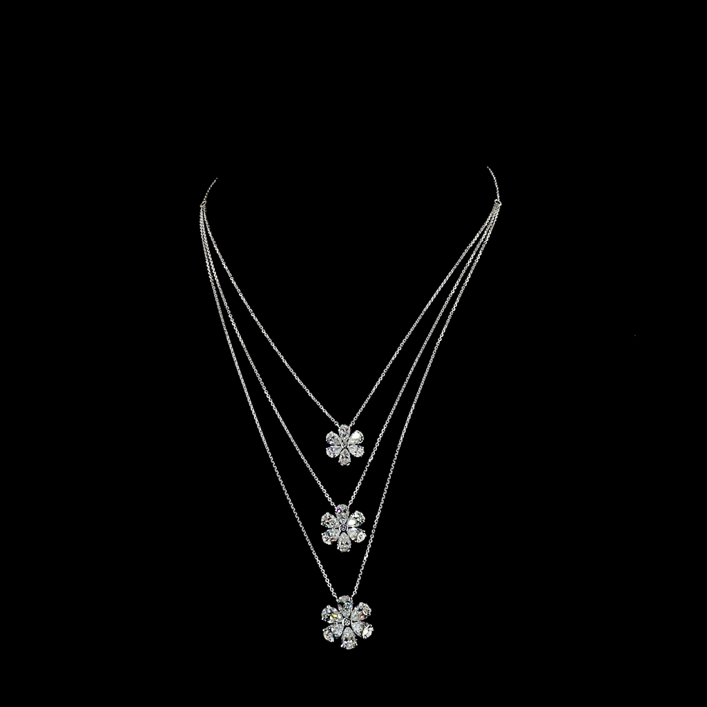 9.33 Cts 14k White Gold Mix Shape Special Necklace