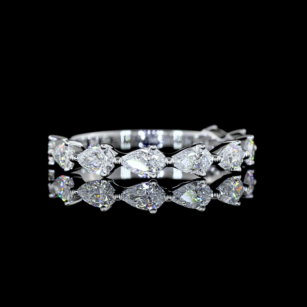 1.05 Cts 14k White Gold Pear Shape 3/4 Band Eternity Band